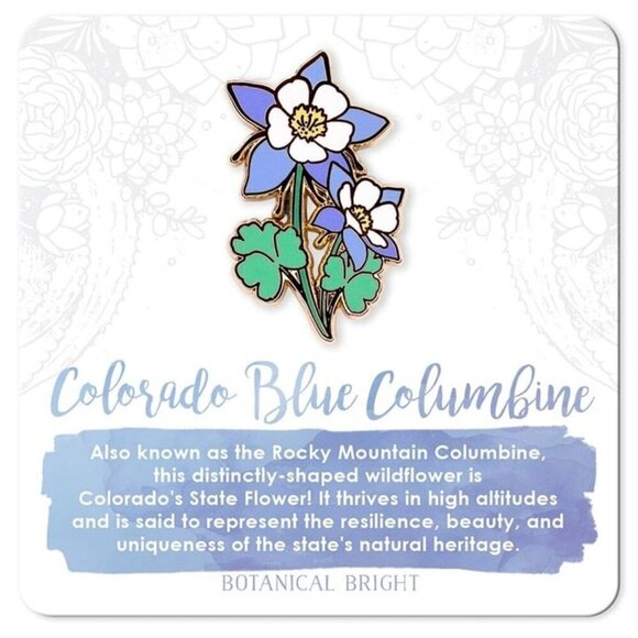 Colorado Blue Columbine Enamel Pin - Colorado State Flower - Nature Brooch - Picture 1 of 2